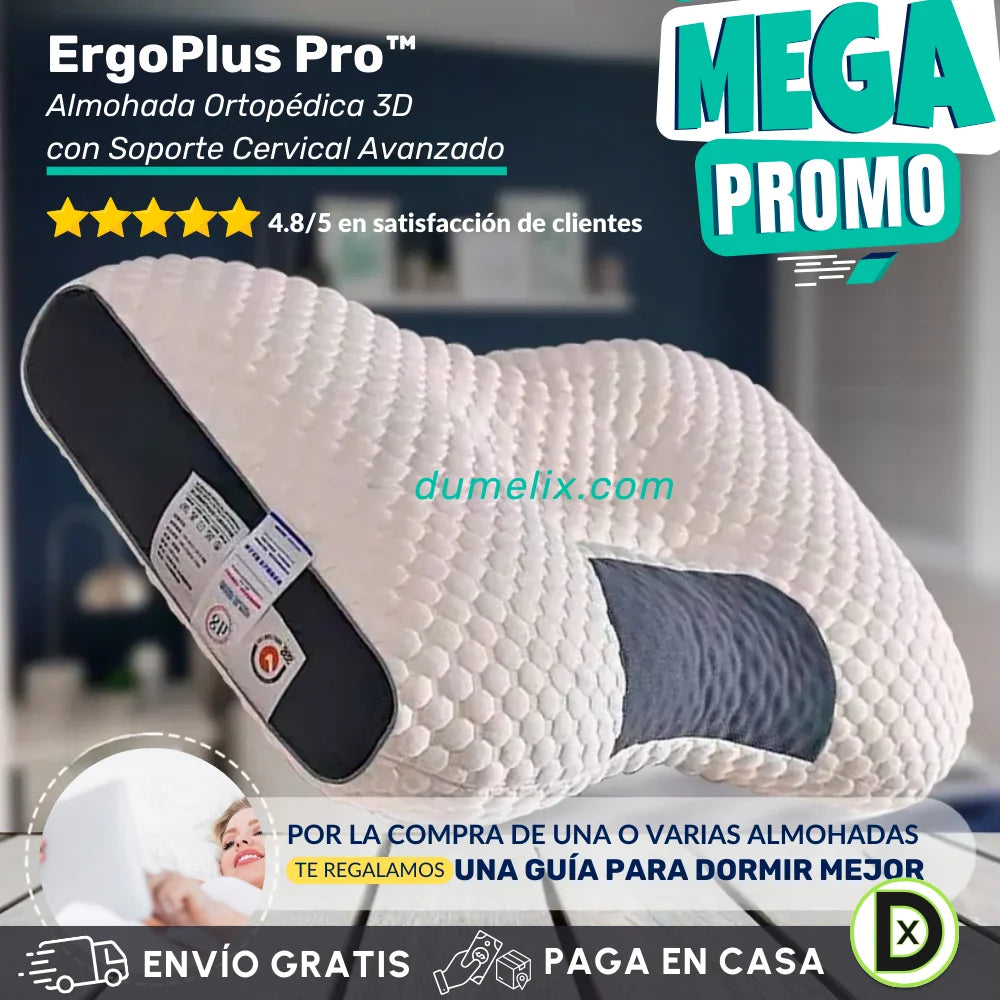 ErgoPlus Pro™, Almohada Ortopédica 3D con Soporte Cervical Avanzado