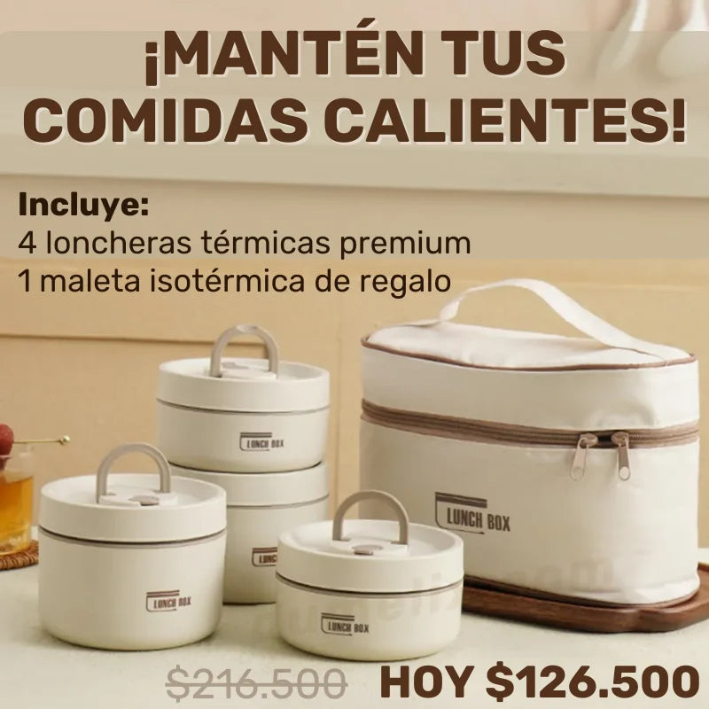 Lunch Box - Pack x4 Loncheras Térmicas + Maleta gratis